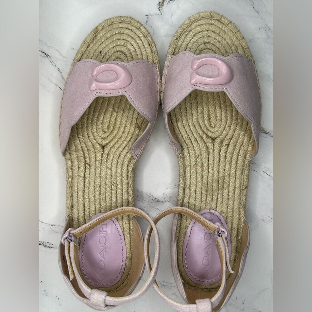 Coach Violet Dillon Suede Espadrilles with Ankle Strap and Jute Soles